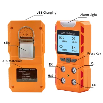 販売のためのポータブル H2s O2 Ex Co 4 機能ガス検知器